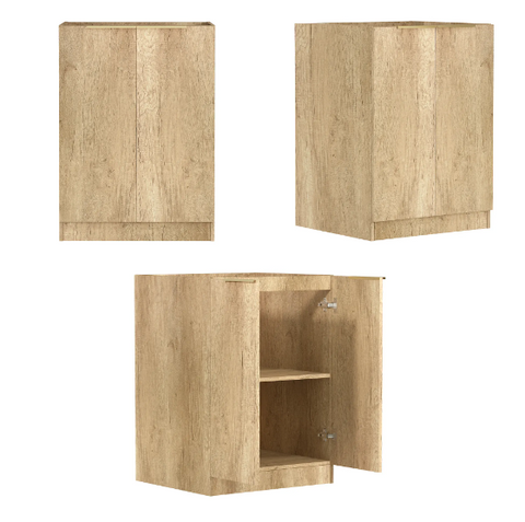 Byron Natural Oak Laundry Cabinet with Stone Top Set 1715x600x2100mm (Style A)