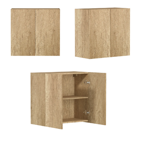 Byron Natural Oak Laundry Cabinet with Stone Top Set 1960x600x2100mm (Style A)