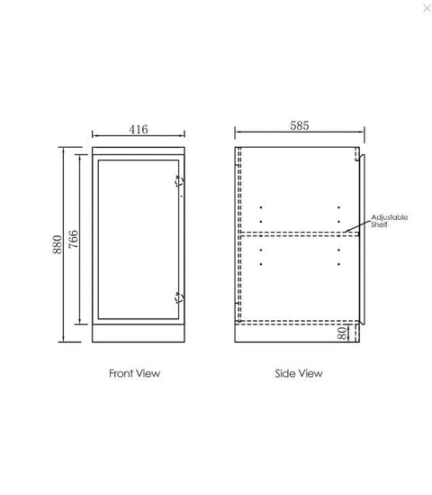 Hampshire Laundry White Base Cabinet (415x584x880)