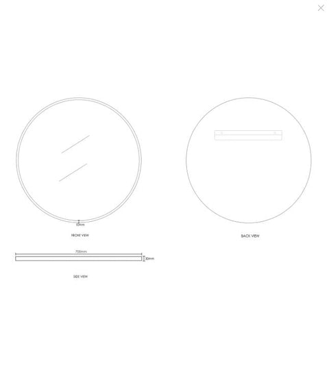 LONDON Round Mirror 700x700mm - Brushed Gold