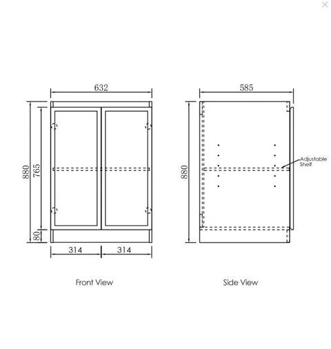 Hampshire Black Laundry Base Cabinet (632x584x880)