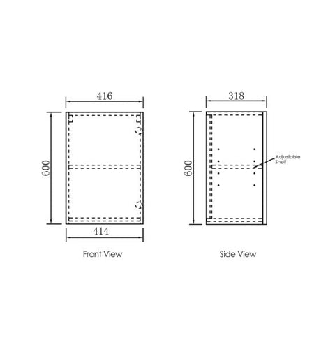 Byron Black Oak Laundry Wall Cabinet (415x322x600)