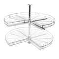 Corner Carousel Fitting Area of application: For base mounted corner units Material: Steel Finish: Chrome-plate Version: For maximum of 2 shelves Function: Independently swiveling carousels Internal Cabinet height: 635 - 770 mm Load capacity per shelf: 25