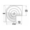 Corner Carousel Fitting Area of application: For base mounted corner units Material: Steel Finish: Chrome-plate Version: For maximum of 2 shelves Function: Independently swiveling carousels Internal Cabinet height: 635 - 770 mm Load capacity per shelf: 25