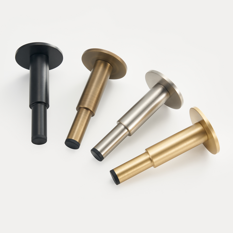 Smooth Pillar Solid Brass Door Stop | Black