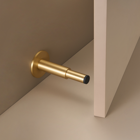 Smooth Pillar Solid Brass Door Stop | Black