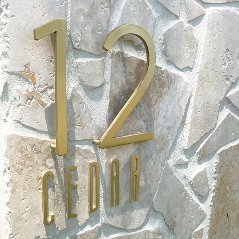 Oversized Smooth Solid Brass Floating Numbers | Gold 25cm - 40cm