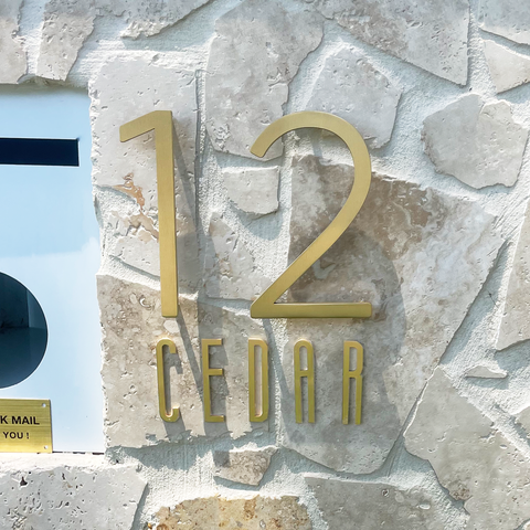 Oversized Smooth Solid Brass Floating Numbers | Gold 25cm - 40cm