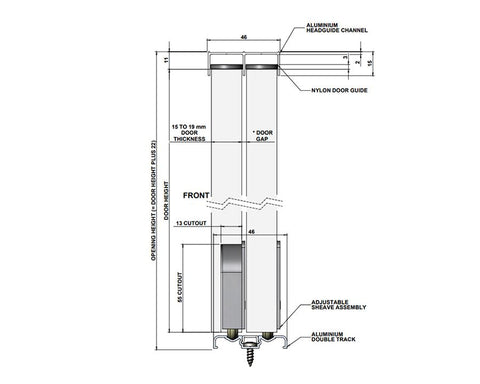 Cowdroy® Cabinetmaker Track Set for 3 Door Systems. Includes Channels, Strip & Accessories