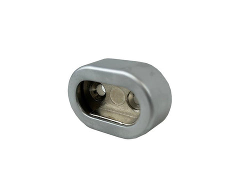 End Support For Oval Tube with Cover. Screw Fix. Colour: Natural Aluminium