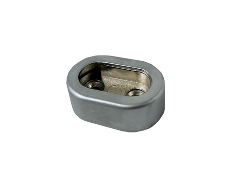 End Support For Oval Tube with Cover. Screw Fix. Colour: Natural Aluminium