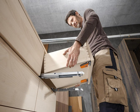 Blum MOVENTO with BLUMOTION S, full extension runner for wooden drawer