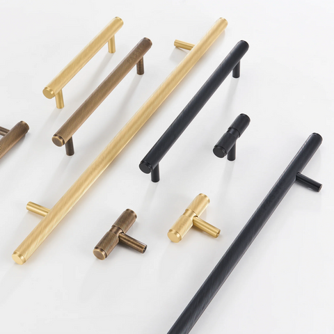 Twirlix Solid Brass Handle II in black finish, modern cabinet and drawer pull