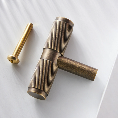 Twirlix Solid Brass Handle II in black finish, modern cabinet and drawer pull