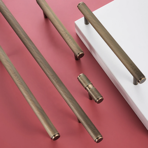 Twirlix Solid Brass Handle II in black finish, modern cabinet and drawer pull