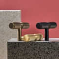 Twirlix Solid Brass Handle II in black finish, modern cabinet and drawer pull