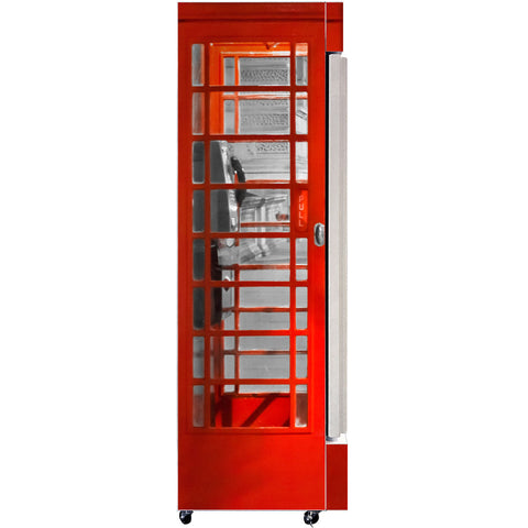 Telephone Box Branded Design - Upright Quiet Running Glass Door Bar Fridge - Model SC372W-TB: Glass that stays clear