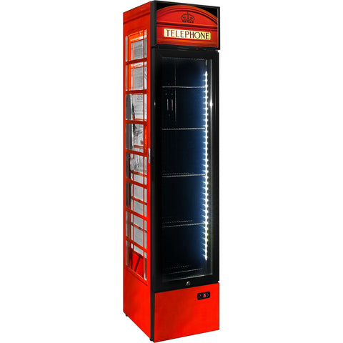 Branded Skinny Upright Bar Fridge With Telephone Box Design - Model SS-P160FA-TB