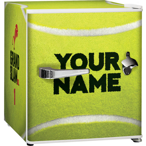 Retro Tennis Ball Vintage Mini Bar Fridge With Opener - Add Your Own Name - Model BC46W-TENNIS