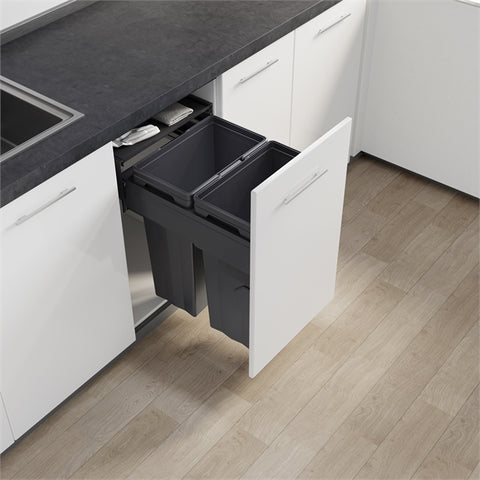 Teramo Bin 66l (2 X 33l), 450mm Module, Soft-closing (Onyx Grey)