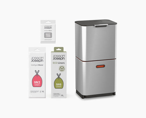 Totem Max 60L Stainless-steel Waste & Recycling Bin Starter Set