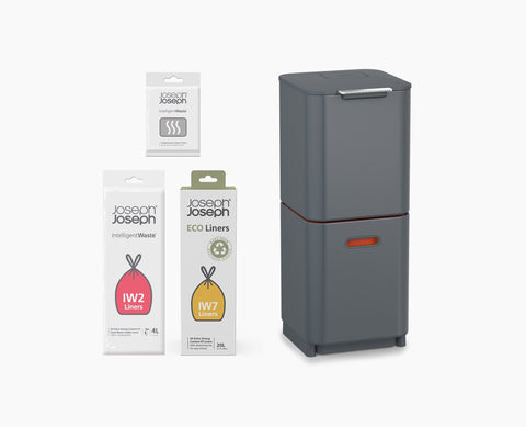 Totem Compact 40L Grey Waste & Recycling Bin Starter Set