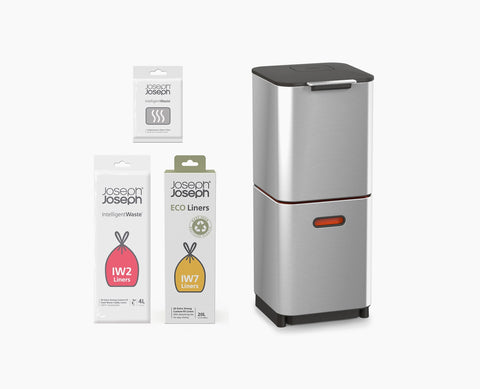 Totem Compact 40L Stainless-steel Waste & Recycling Bin Starter Set