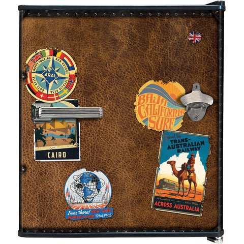 Funky Luggage Case Design Vintage Mini Bar Fridge With Handle And Opener - Add Your Own Initials - Model BC46B-TRAVEL