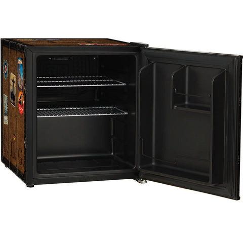 Funky Luggage Case Design Vintage Mini Bar Fridge With Handle And Opener - Add Your Own Initials - Model BC46B-TRAVEL