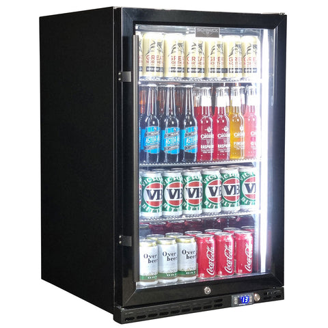 Schmick Black Quiet Front Venting Under Bench Heated Glass Door Bar Fridge - Model SK146R-B-HD