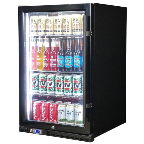 Schmick Black Quiet Front Venting Under Bench Heated Glass Door Bar Fridge - Model SK146L-B-HD