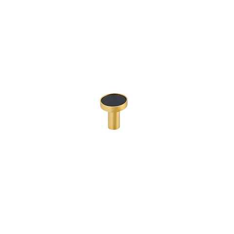 Kara Solid Brass & Leather Knob | Gold & Black S - L