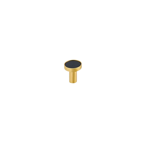 Kara Solid Brass & Leather Knob | Gold & Black