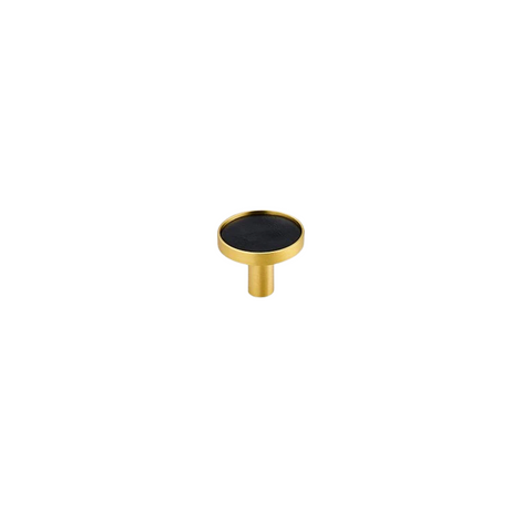 Kara Solid Brass & Leather Knob | Gold & Black S - L