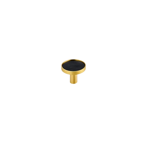 Kara Solid Brass & Leather Knob | Gold & Black