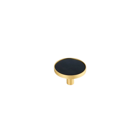 Kara Solid Brass & Leather Knob | Gold & Black S - L