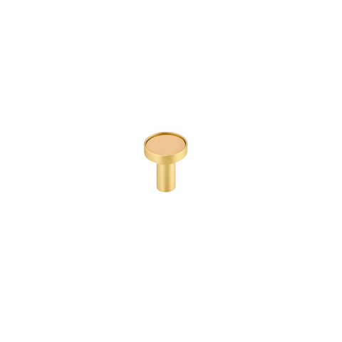 Kara Solid Brass & Leather Knob | Gold & Beige S - L