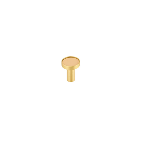Kara Solid Brass & Leather Knob | Gold & Beige