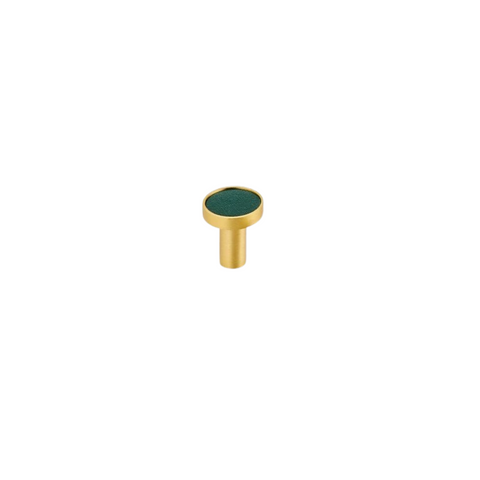 Kara Solid Brass & Leather Knob | Gold & Green