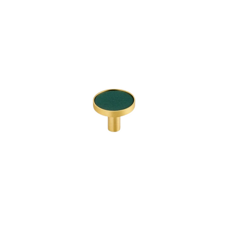 Kara Solid Brass & Leather Knob | Gold & Green S - L