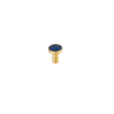 Kara Solid Brass & Leather Knob | Gold & Blue S - L