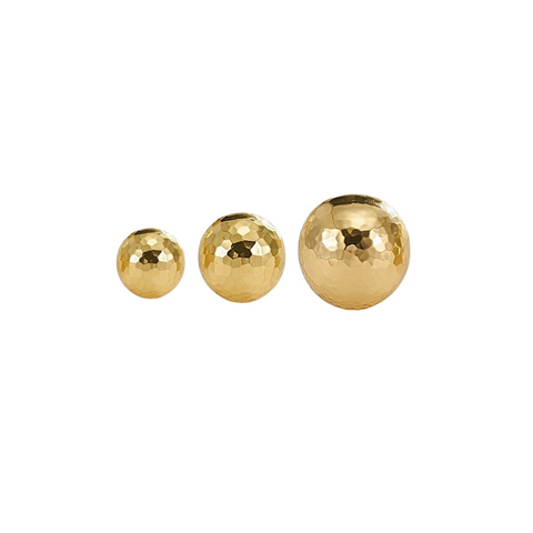 Otto Solid Brass Hammered Spherical Knob | Polished Gold S - L