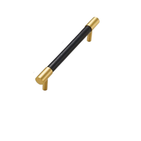 Kara Solid Brass & Leather Handle | Gold & Black S - L