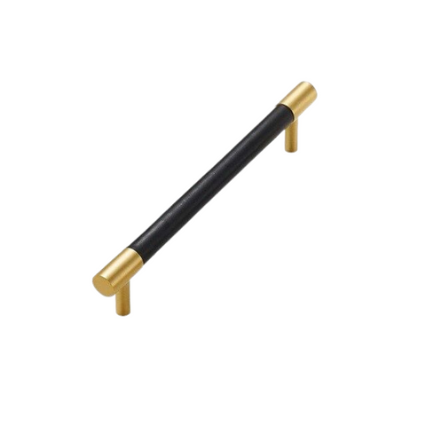 Kara Solid Brass & Leather Handle | Gold & Black S - L