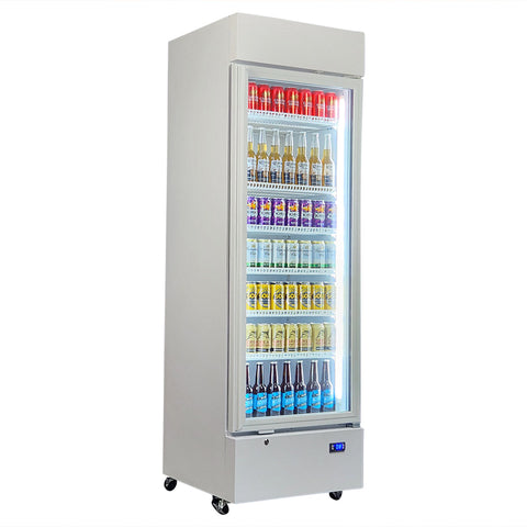 Upright Quiet Running Glass Door Bar Fridge - Model HUS-SC372W: Fits 336 cans
