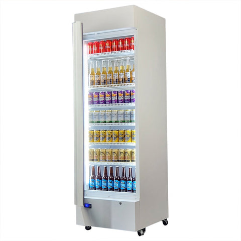 Upright Quiet Running Glass Door Bar Fridge Left Hinged - Model HUS-SC372LW: Room for 336 cans