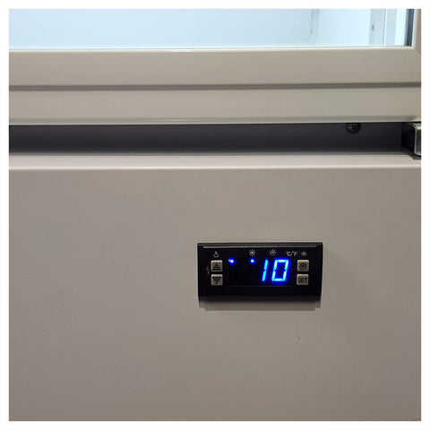Upright Quiet Running Glass Door Bar Fridge Left Hinged - Model HUS-SC372LW: Cools well on hot days