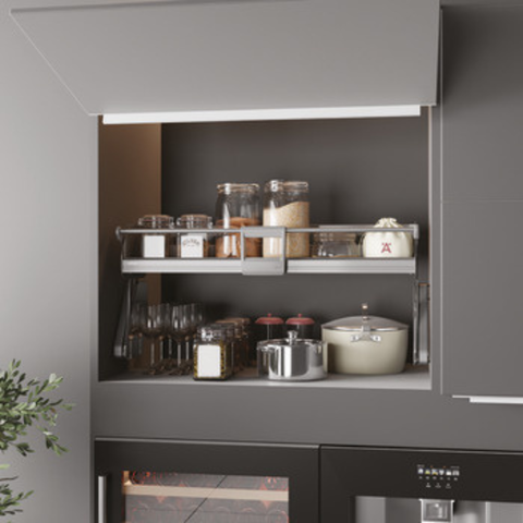 Häfele Utensio overhead drop-down unit in anthracite
