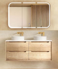 Vanity BYRON Double Bowl Wall Hung 1200mm Natural Oak
