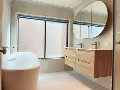 Vanity BYRON Double Bowl Wall Hung 1200mm Natural Oak